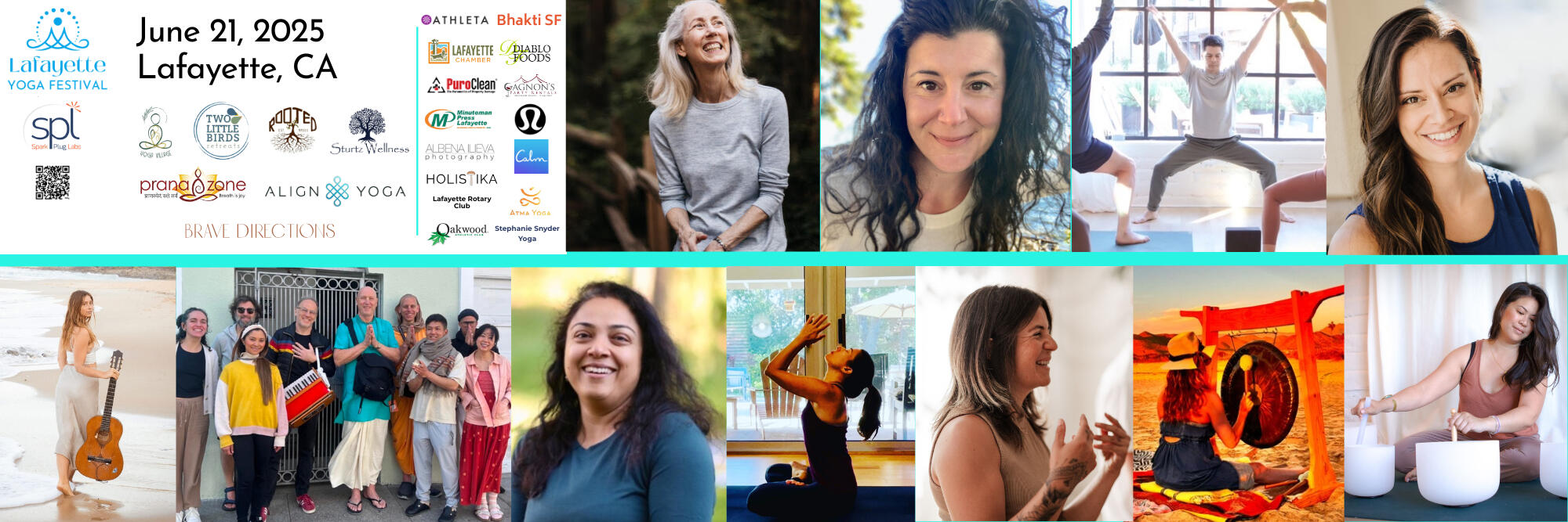 Lafayette Reservoir at sunset A photo of teachers and sponsors for the Lafayette Yoga Festival.